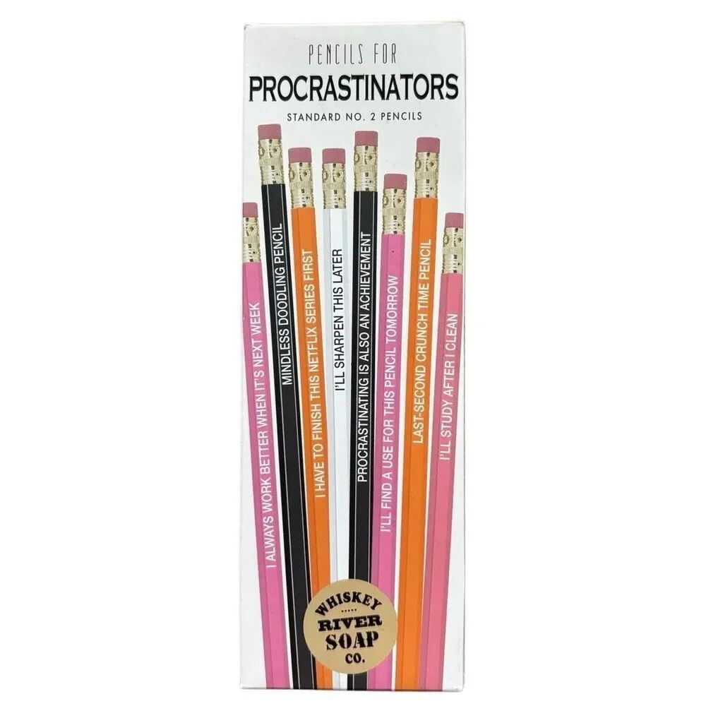 Whiskey River Soap Co. Pencils For Procrastinators Box Of No. 2 Pencils *New*